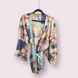 Urban Outfitters Tie Front Robe Patchwork Lightweight Poly Smock One Size